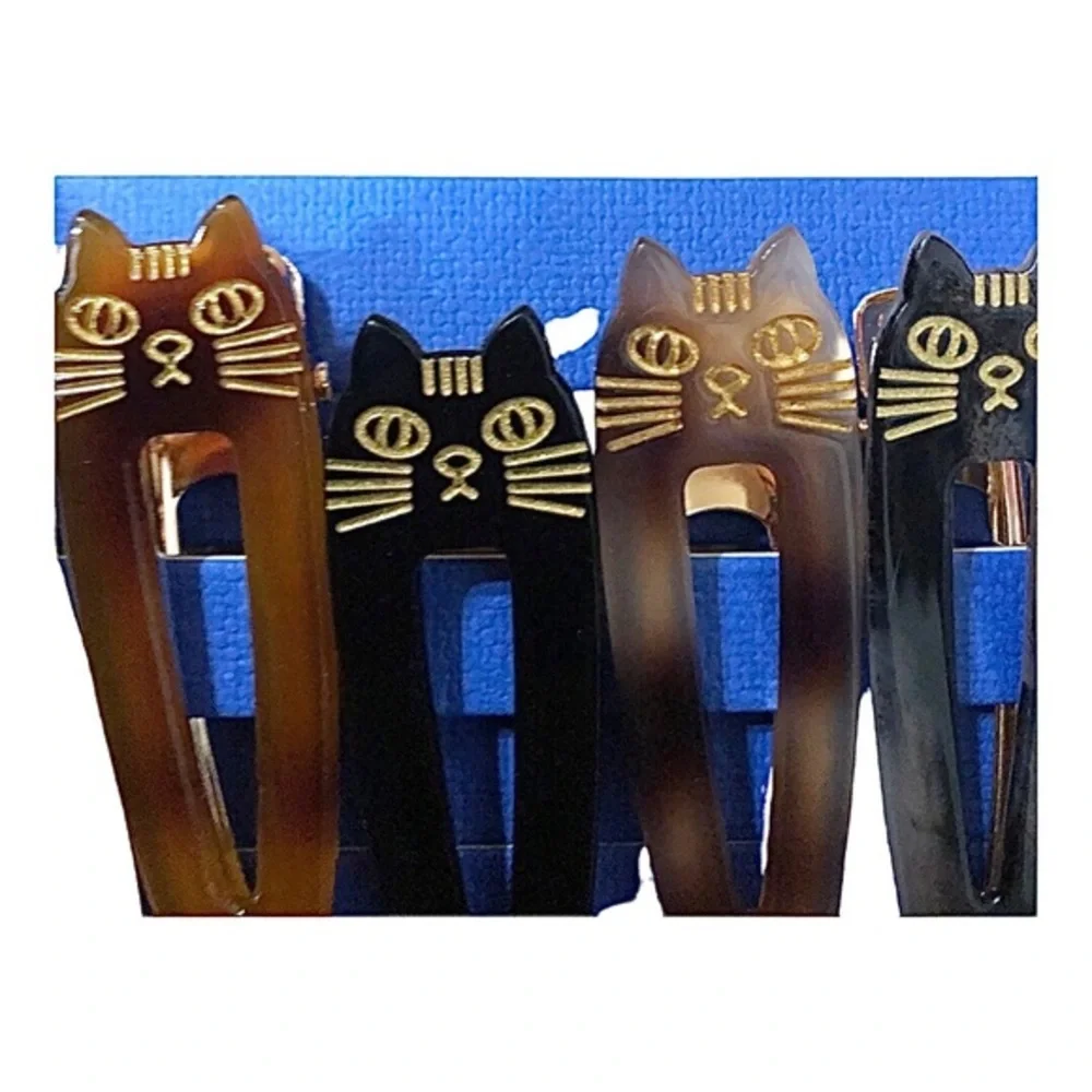 10piece cat themed‎ “you had me at meow” assorted hair clips new